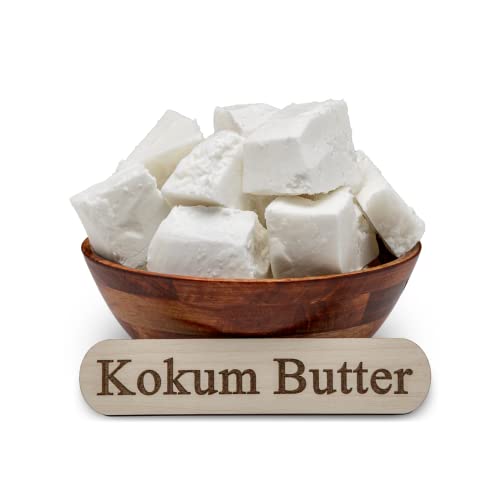 Manteiga de Kokum Raw 1 lb. Bar Pure Natural - Ótimo para hidratante de pele, corpo e cabelo, cremes de bricolage,