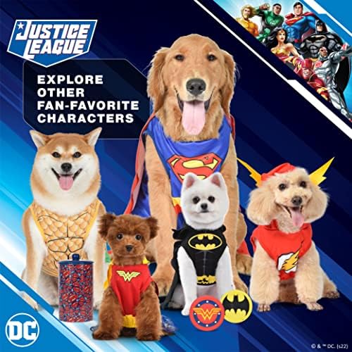 DC Comics Super -Homem de 4 pés da coleira | A trela de cachorro vermelha e azul fofa se conecta facilmente a qualquer colarinho