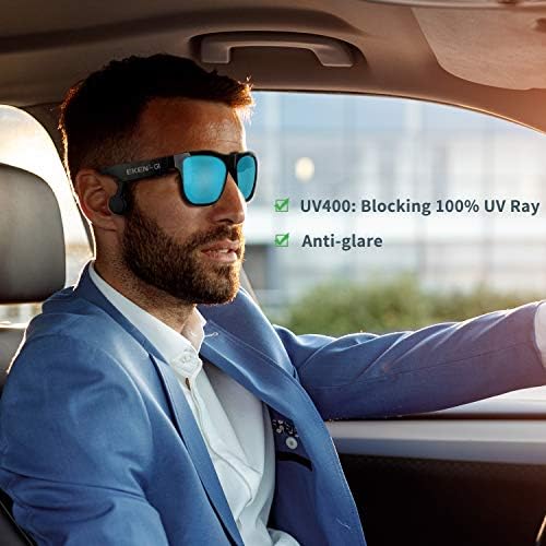 Óculos de sol de condução óssea eken - fones de ouvido Bluetooth Smart Audio Glasses Wireless Ear sem fio com microfone resposta