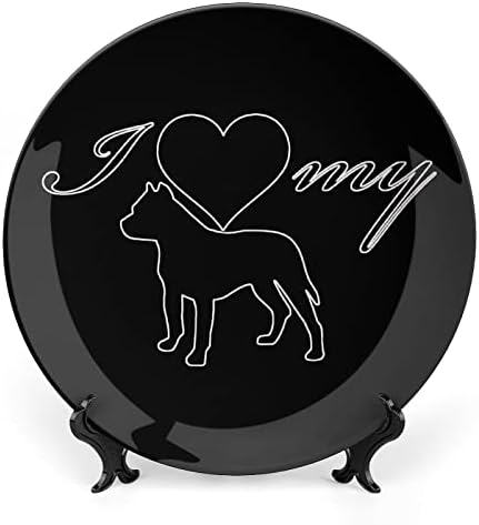 Eu amo meu pitbull Dogcustom Photo Bone China Decorativa Personalidade Cerâmica Placa Crafts Para Mulheres Presentes de Men