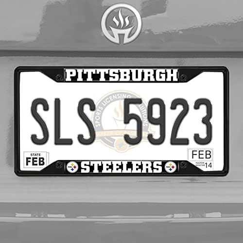 Fanmats 31371 Pittsburgh Steelers Metal Plate Frame Black acabamento preto
