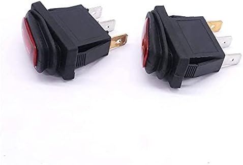 XJIM 2pcs impermeabilizado de 12V de carro iluminado vermelho E/S SPST 3 pinos 2 Posição Chavela de agasalho AC KCD3-101NW-I/O