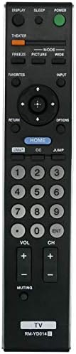 ECONTROLLY New Remote Control RM-YD014 for Sony TV KDL-46WL135 KDL-52WL135 KDL-46V3000 KDL-40D3000 KDL-40WL135 KDL-52XBR4 KDL-40XBR4 KDL-46XBR4 KDL-32XBR4 KDF-37H1000 KDL-40V3000