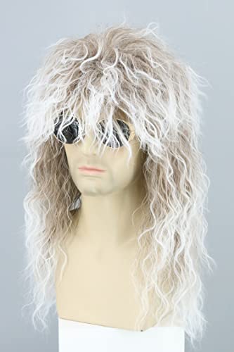 Lemnia Men's Wigs 70s 80s Rock Wigs Brown White Curly Halloween Trajes moda Wigs Fancy Party Acessórios