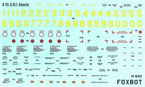 Decalque para estênceis para o norte do ameeriano B-25c/D/J Mitchell 1/48 SCALA FOXBOT 48-012-KIT MODELO