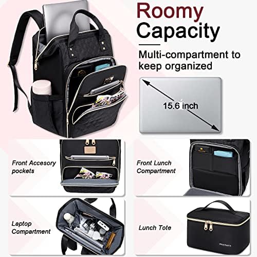 Weitars Backpack para mulheres, mochila de laptop de 15,6 polegadas para mochila feminina, mochila de viagem, mochila de trabalho