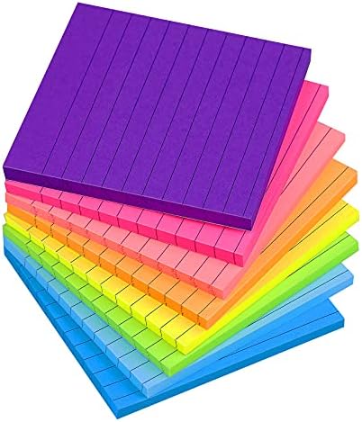 Notas pegajosas revestidas 4x4 Bright Stickies coloridos Super Sticking Power Memo Pads, 8 cores, adesivo forte