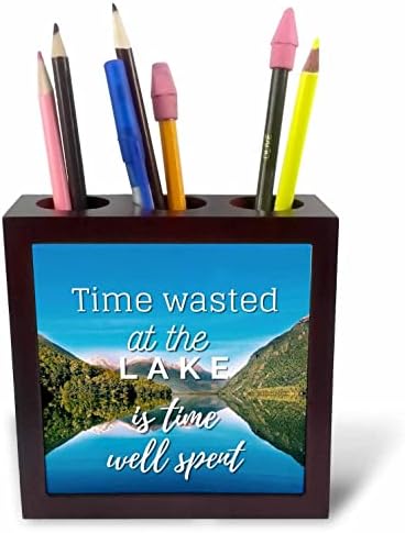A imagem 3drose de um lago com texto de tempo desperdiçado no lago é. - titulares de caneta de ladrilhos