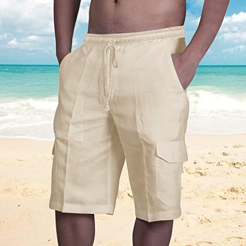 Shorts de carga de linho de algodão Zdfer para homens, shorts casuais de festas de férias de verão no Havaí shorts de treino