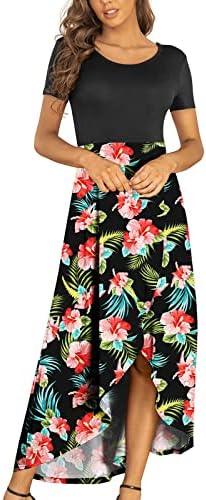 Vestidos de verão para mulheres estéticas de manga curta Floral Flowy Alto vestido baixo verão de tamanho mais vestido casual longo vestido