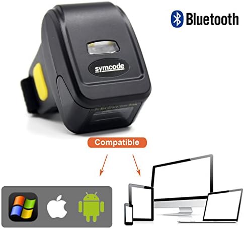 Scanner de código de bar de anel sem fio 1D. Portátil Bluetooth Ring Ring Compatível 1D Laser Digital Barcode Reader