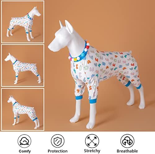 Lovinpet Dog Jammies Cães grandes, UV e Proteção Operativa Pós, Rosais de Cão de Gola Alta de 4 Pernas, Hipopótamo Luzes Estruturado,