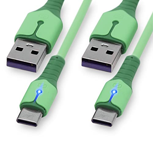 Cabo USB C, 2 pacote USB A a USB C Cabo C 3 pés de silicone macio Calha USB C, carga tipo C Compatível com dispositivos