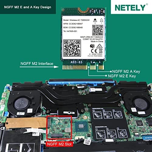 Netely Wireless-AC 7260NGW NGFF M2 Interface Wi-Fi Adaptador Wierless-AC 1200Mbps Card com adaptador de áudio WiFi