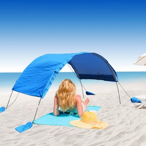 Aspira portátil Pop Up Beach Canopy Sun Shelter UPF50+ com âncora de areia, sombra dobrável à prova de vento ao ar livre para acampamento