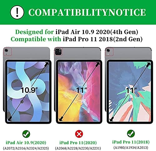 Para iPad Air 5th/4th Generation Case 10,9 polegadas, iPad Pro 11 polegadas 2018 Case, Slim Multi-Angles Folio Stand Cover
