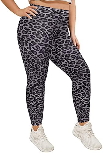 Tiyomi plus size leggings femininos calças curtas/de comprimento completo Leggings de cintura alta de altas altas leopardo/corante/camói