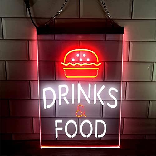 Dvtel Food Drink Hamburger Sinal de néon Modelagem LED LEITAS LUMAS LENTAS LUMAS LUZ