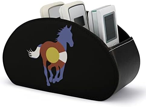 Cavalia selvagem do Colorado Caixa de controle remoto Caixa de caneta PU couro remoto Caddy Decorative Storage Organizador