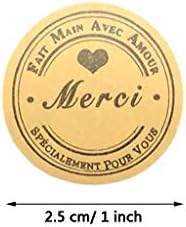 Sara-u 500pcs kraft merci francês agradecer etiquetas adesivos de pacote artesanal envelope rótulo de vedação scrapbooking scrapbook