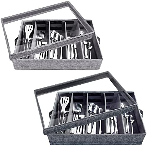 Caixa de armazenamento de talheres da Veronly com divisores ajustáveis, peito de caixa de talheres de utensílios, suporte de armazenamento