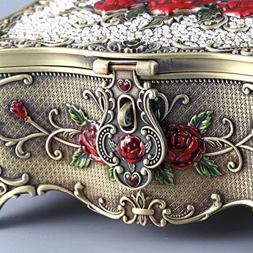 Seewoode AG205 Vintage Rose em relevo Jewelry Box Inclado Rhinestones Home Room Madeira Casca Creative Caixa de Armazenamento