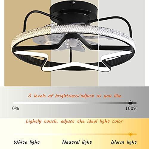 Fã do quarto de Fehun com luz de teto e controle remoto silencioso 3 velocidades com timer LED Dimmable Fan Light 50cm Modern Living