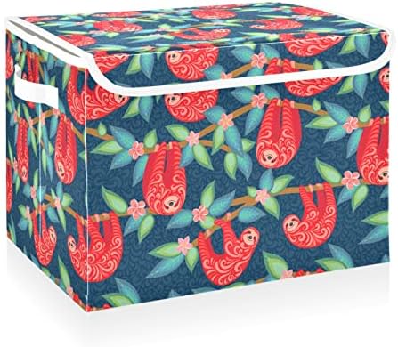CATAKU Caixas de armazenamento dobrável com tampas preguiçosas grandes caixas de armazenamento de tecido colapsível havaiano com tampas de cesto de armazenamento de armário para prateleiras de roupas organizando