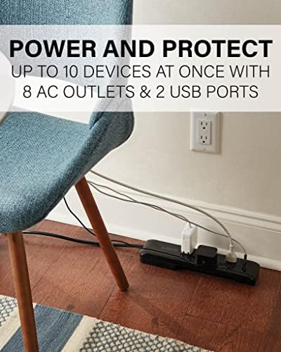 Sanus Surge Protected Power Strip - 8 pontos de venda e 2 portas USB