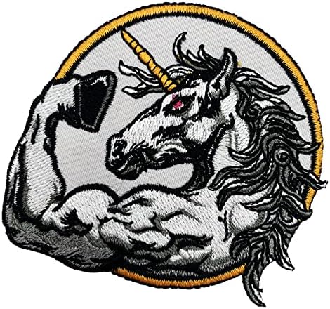 Wikineon Ferro em adesivo bordado, Unicorn Strong Applique Patch - Punk Bordered Blachar Ferre
