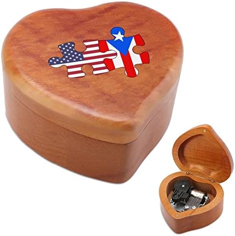Us e Porto Rico Puzzle Puzzle Heart Music Box de madeira Melhor presente para aniversário de aniversário de aniversário