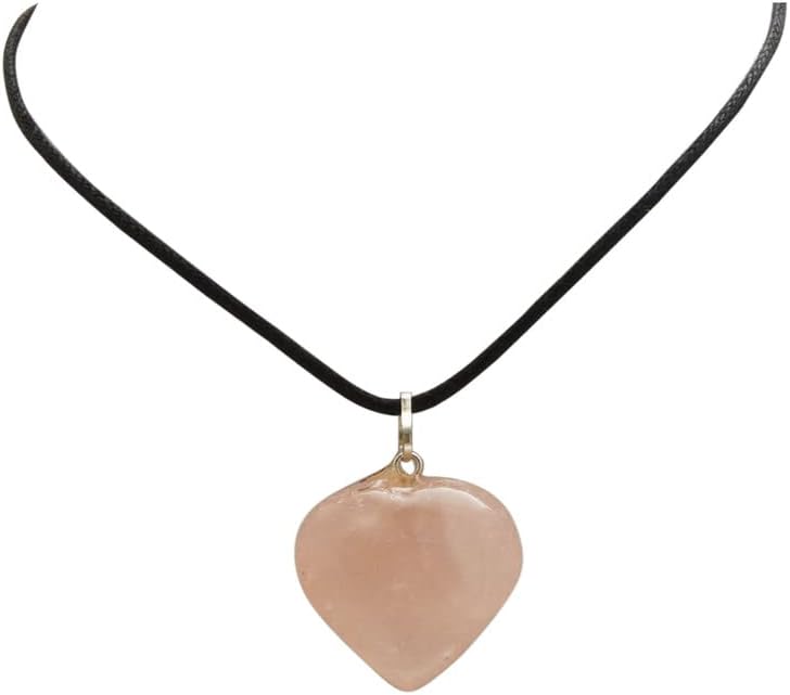 Gagzi Real Natural Gemtones Rose Quartz Heart Shape Wrap Stone Nacklace Pingente com cadeia banhada de prata e meditação