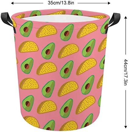 A abacate e taco de lavanderia cesta de roupa dobrável cesto de lavanderia bolsa de armazenamento com alças
