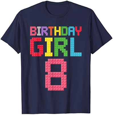 8º Aniversário Menina Master Builder de 8 anos Block Building T-Shirt
