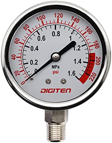 Digiten Water Pressão medidor 0-1.6MPA 0-220PSI 1/4 F Sistema de osmose reversa bombeia