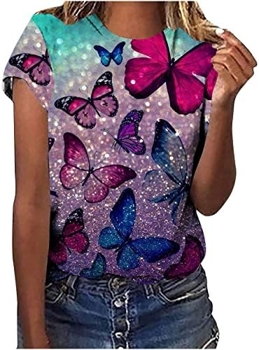 Tops de borboleta para mulheres de verão Camisas de borboleta fofas