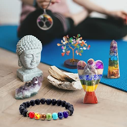 Cristais de cura Kit Set para Cristais de Energia de Meditação Pedras de Chakra Inclui Crystal Tree Bracelet Pocket
