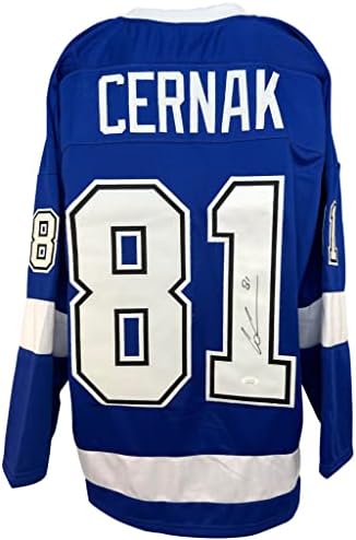 Erik Cernak autografado assinado Jersey NHL Tampa Bay Lightning JSA COA