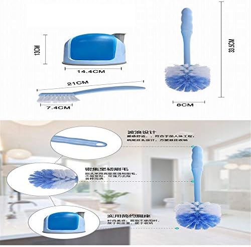 Witpak banheiro azul pincel de vaso sanitário de plástico durável com limpeza de ranhura de banheiro base com escova pequena