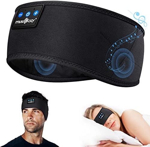 MusicOzy Sleep Headphones Bluetooth Farda de cabeça, máscara de sono com fones de ouvido Bluetooth Sleep, fones de ouvido para