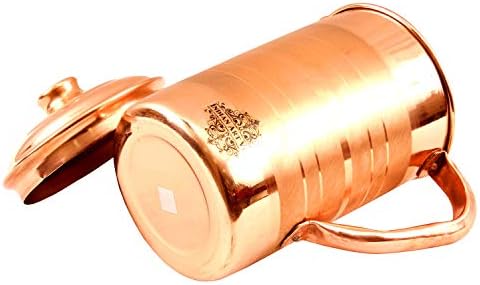 Indian Art Villa Pure Copper Luxury Design Jug Pitcher, Storage & Serving Water, volume- 57 oz