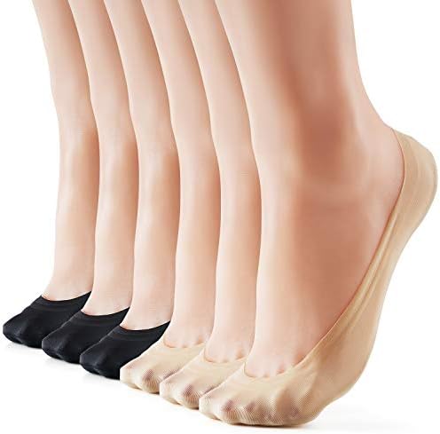 Wisvooo 3-6 pares sem meias Mulheres Nylon Nylon Ultra Low Cut Liner Liner Socks