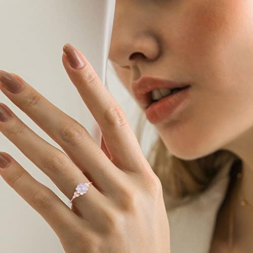 2023 Novos pedras de lua feminina Diamante incrustou anel elegante anel de noivado de anel alto e baixo anel