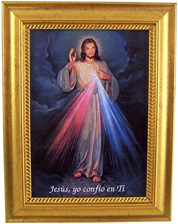 Produto Espanhol Espanhol Antique Tone Ouro com Misericórdia Divina de Jesus Cristo Imagem, 8 3/4 polegadas