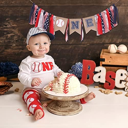 Baseball Banner de 1º aniversário - Decorações de festas de aniversário de beisebol, banner de cadeira alta do menino,