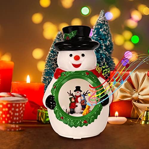 Christmas Snowman Night Light for Kids com o design interno rotativo, USB & Battery Operated Snowman Table Lamp com música para a mesa Celebração de férias de feriado de Natal decoração de Natal