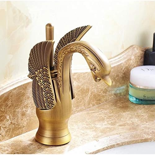 Antigo Brass Swan Bathin Bath Basin Mistor da torneira Torneira única One alça