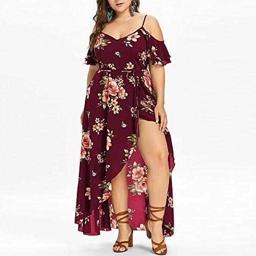 Mulheres Vestidos de tamanho grande ombro frio Cami maxi vestido longo estampado floral boêmio boêmio boho casual high baixo