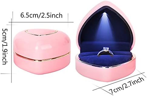 Caixa de anel em forma de coração ISUPERB Caixas de anel leves LED Caixa de jóias de jóias Caixa de proposta de caixa para o