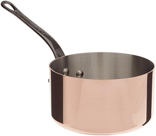 Mauviel 1830 M'Heritage M150CI de 1,5 mm de cobre polido e panela de aço inoxidável com alças de ferro fundido, 1,9-qt, fabricado